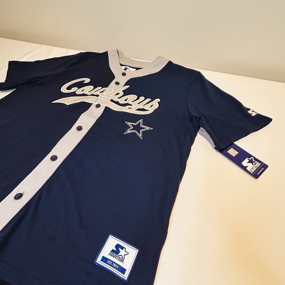 Starter Dallas Cowboys Baseball Jersey Men's XL Est 66 Blue Full Button - Picture 4 of 16